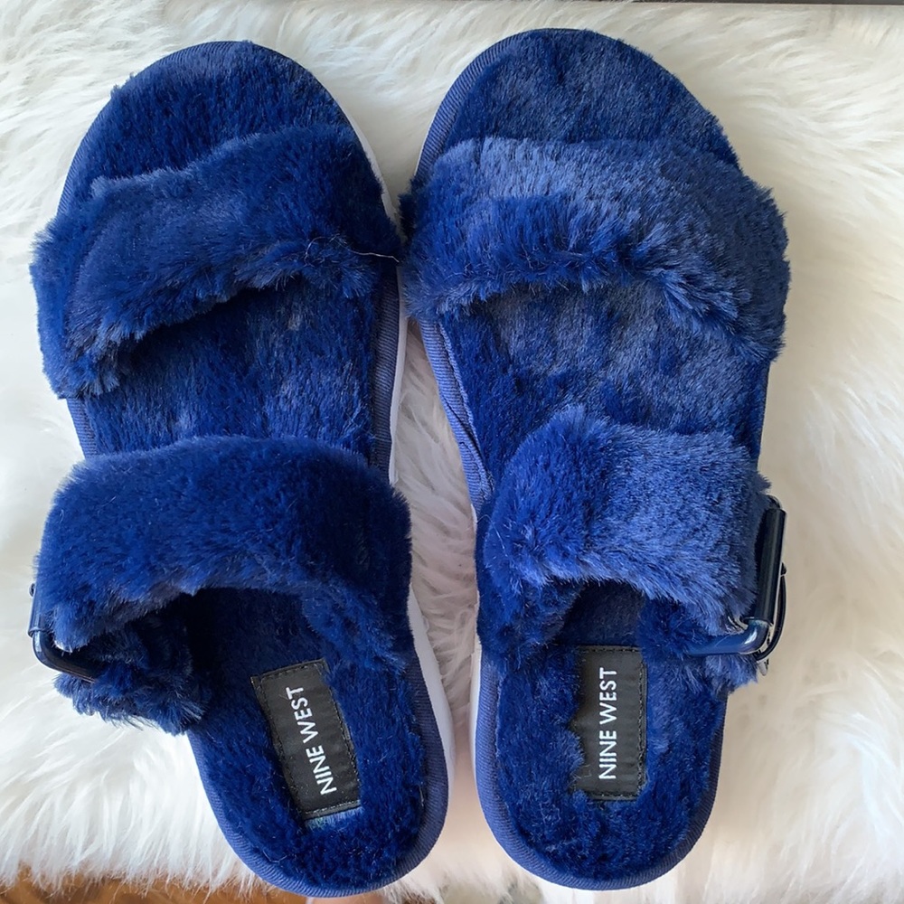 NIB Nine West Funkie2 Faux Fur Slide Sz 5